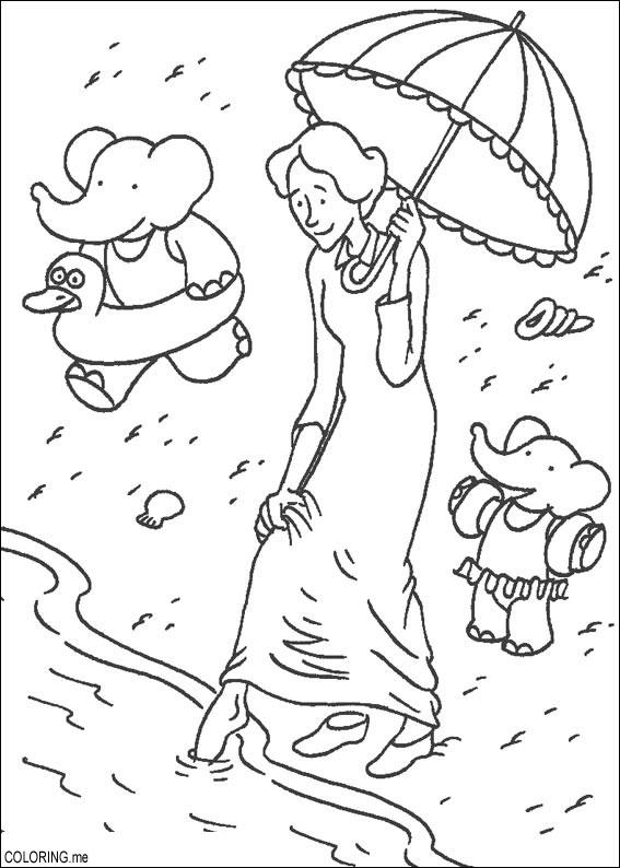 Coloring page : Babar : Pom, Flore and the Old Lady - Coloring.me