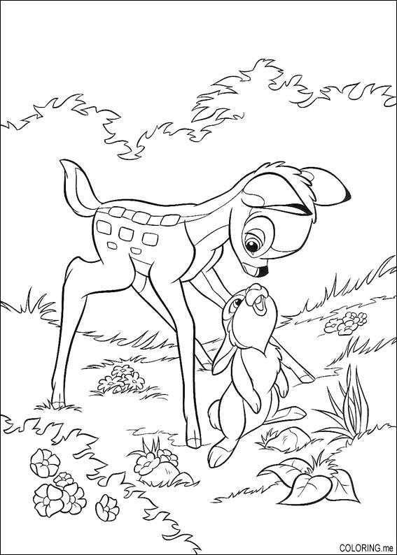 miss bunny coloring page in black and white bambi