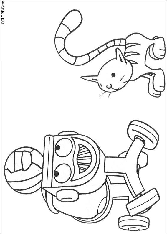 Coloring page : Bob the builder machine play with cat - Coloring.me