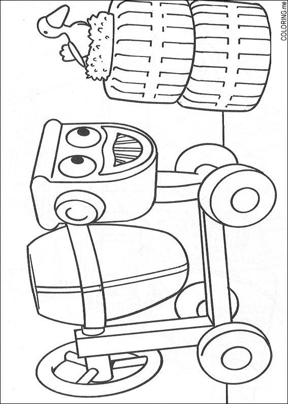Coloring page : Bob the builder machine and bird - Coloring.me