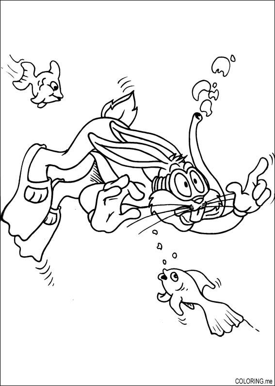 Coloring page : Bugs bunny under water - Coloring.me