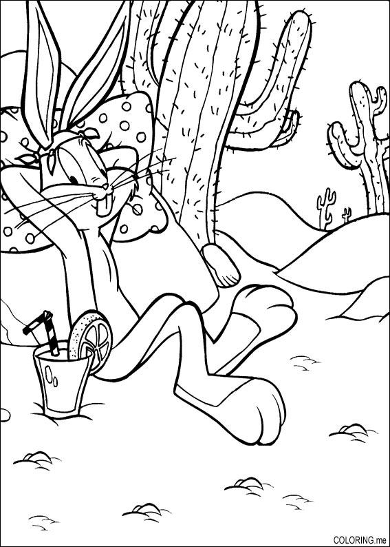 Download Coloring page : Bugs bunny sleeping near cactus - Coloring.me