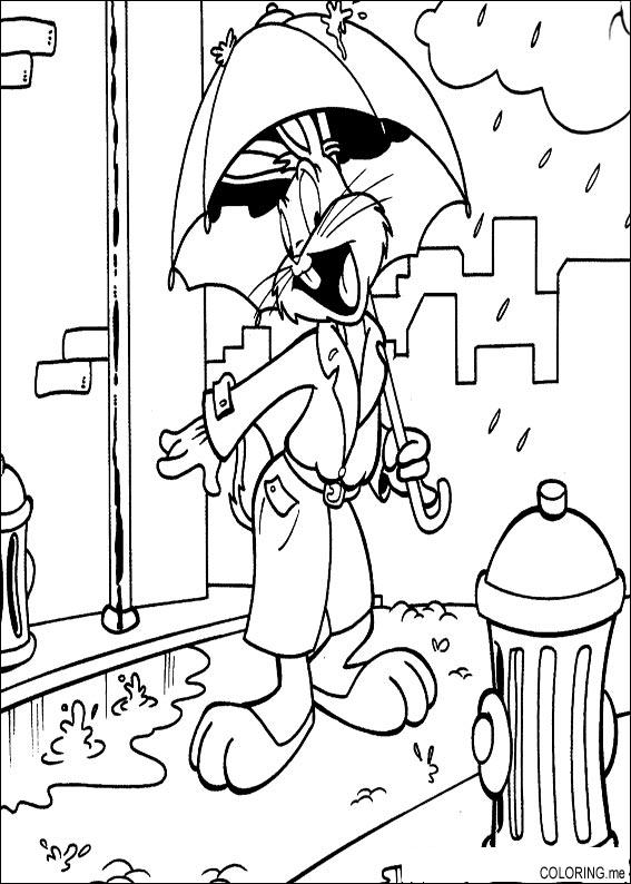 Coloring page : Bugs bunny singing in the rain - Coloring.me