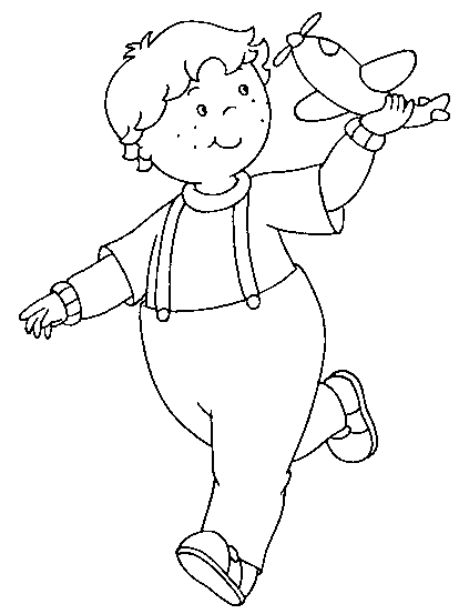 Coloring page : Caillou trying to fly plane - Coloring.me