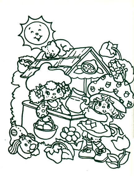 Coloring page : Strawberry Shortcake house and familly - Coloring.me