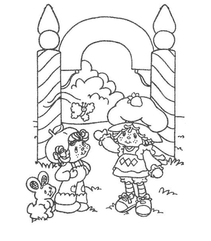 Coloring page : Strawberry Shortcake entering - Coloring.me