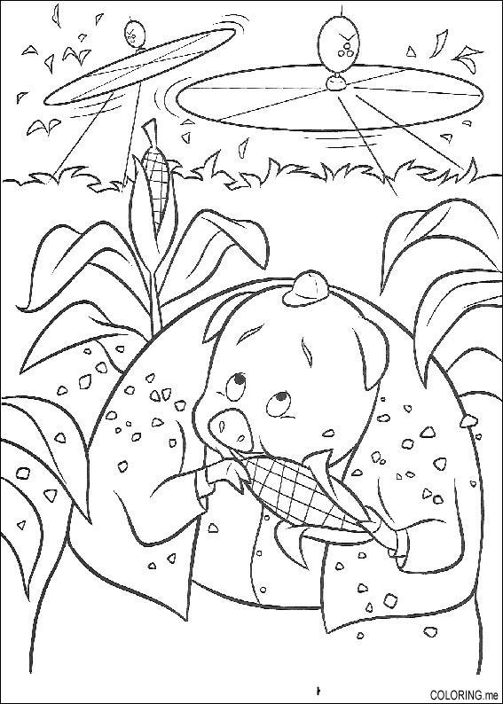 Coloring page : Chicken Little pig eat - Coloring.me