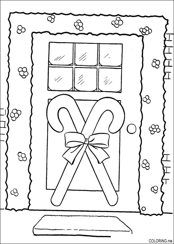 Coloring Page Christmas Door Coloringme