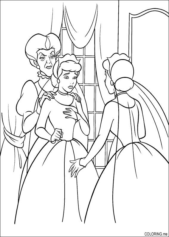 Coloring page : Cinderella in danger with the mother - Coloring.me