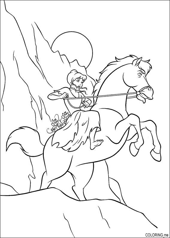 Coloring page : Cinderella and horse - Coloring.me