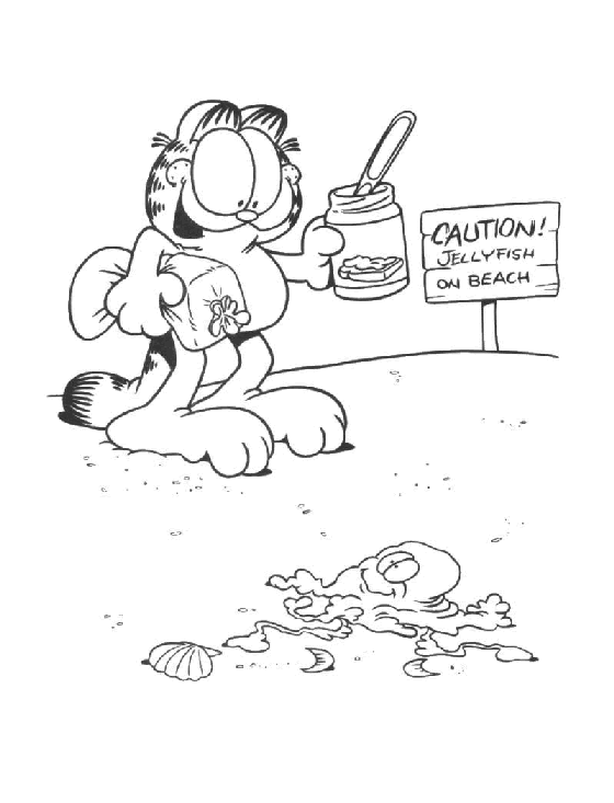 Coloring page : Garfield plage - Coloring.me